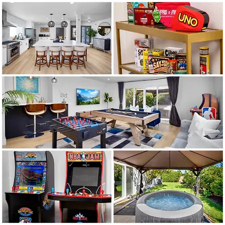 New Lux 5Br Villa Near Disney, Knotts, La, Oc With Hot Tub & Games
